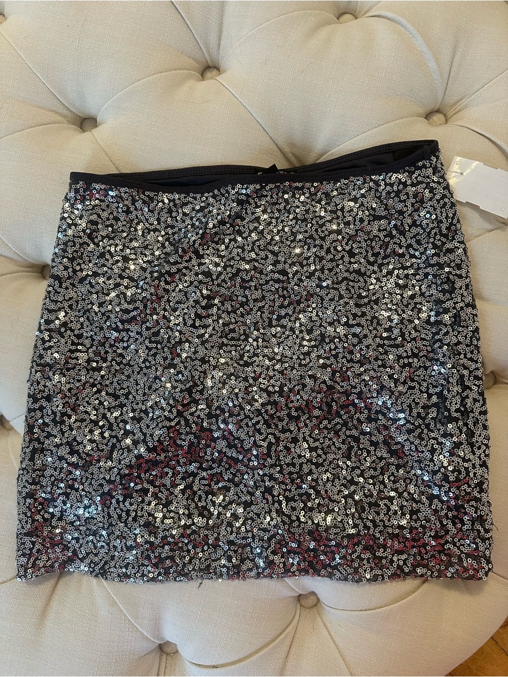 Express Silver Sequin Mini Skirt